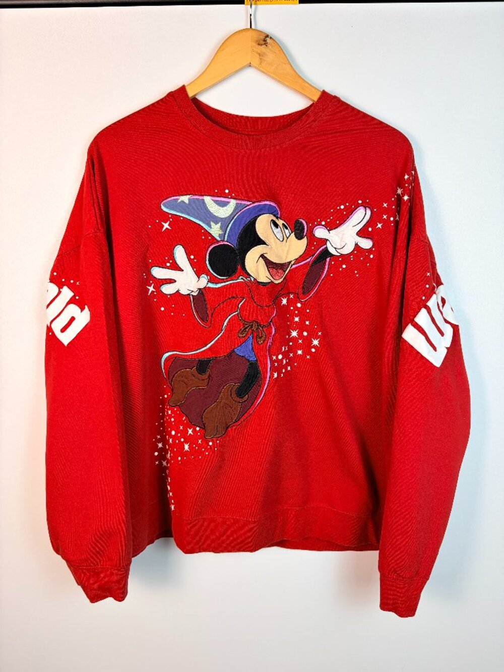 Walt Disney World Sorcerer Mickey Mouse Red Pullover Sweatshirt Adult Size 1X - Picture 1 of 7